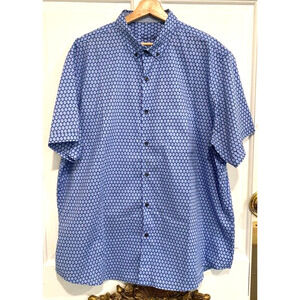 Fasso Elba - Blue geometric print Men's XXL short sleeve button up